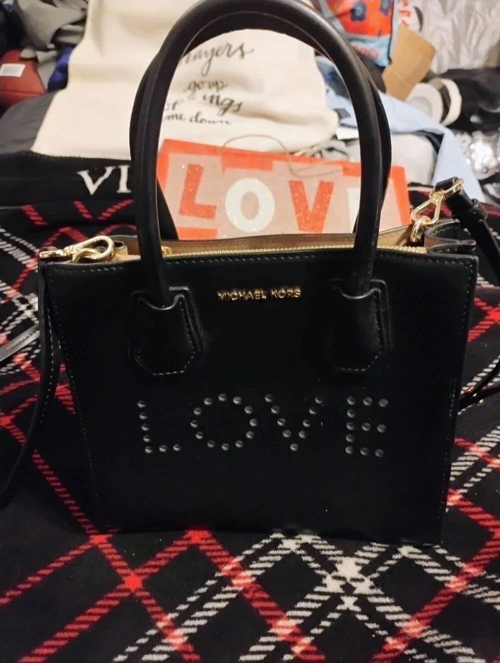 Rare & HTF Like New Mini Black Michael Kors Leather Love Satchel
